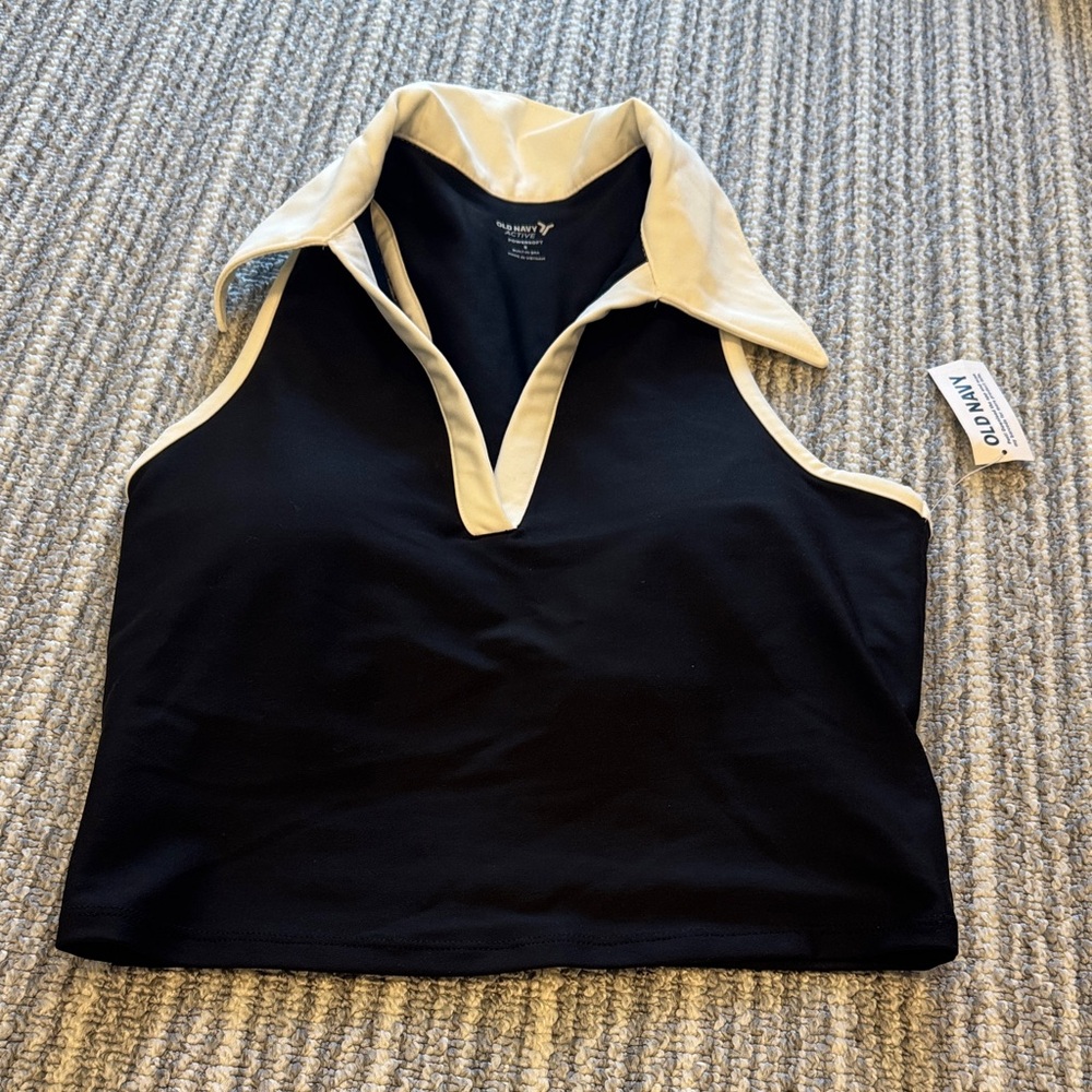 Old Navy Black and Cream Crop Top